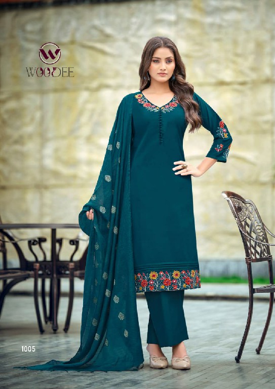 WOODEE TANISHA VOL 2 WHOLESALE READYMADE VISCOSE GADHAWAL BEST DESIGN STRAIGHT CUT 3 PCS SUITS EXPORTER