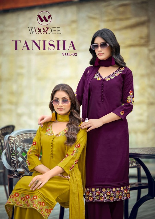 WOODEE TANISHA VOL 2 WHOLESALE READYMADE VISCOSE GADHAWAL BEST DESIGN STRAIGHT CUT 3 PCS SUITS EXPORTER