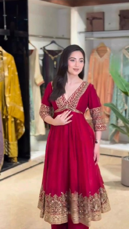 TEXTILEDEAL D.NO 6078 WHOLESALE READYMADE CHINON DESIGNER ANARKALI WITH PLAZZZO AND DUPATTA FOR EXPORT