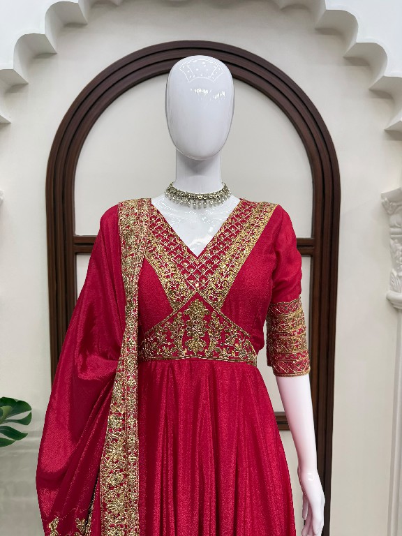 TEXTILEDEAL D.NO 6078 WHOLESALE READYMADE CHINON DESIGNER ANARKALI WITH PLAZZZO AND DUPATTA FOR EXPORT