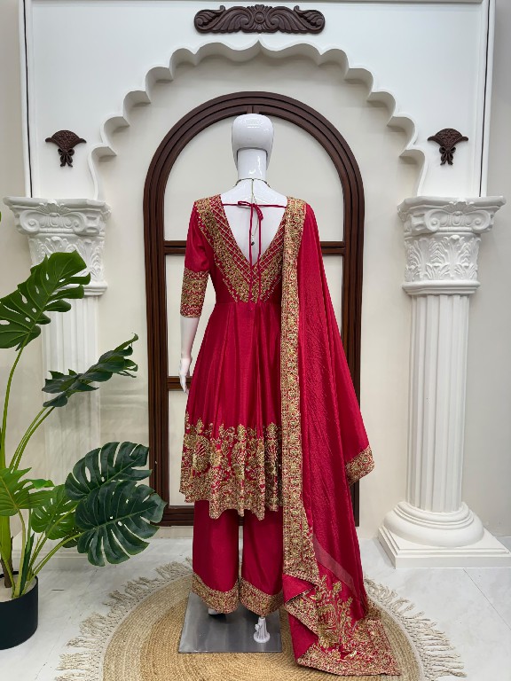 TEXTILEDEAL D.NO 6078 WHOLESALE READYMADE CHINON DESIGNER ANARKALI WITH PLAZZZO AND DUPATTA FOR EXPORT