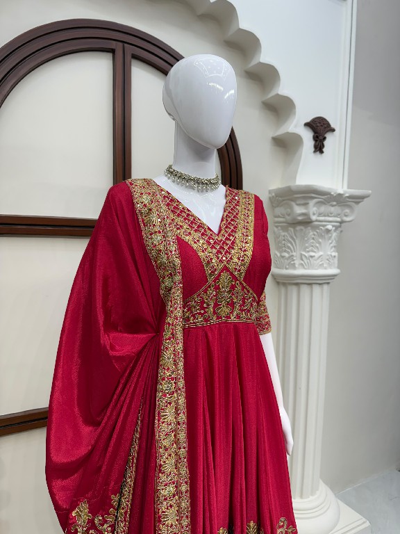 TEXTILEDEAL D.NO 6078 WHOLESALE READYMADE CHINON DESIGNER ANARKALI WITH PLAZZZO AND DUPATTA FOR EXPORT
