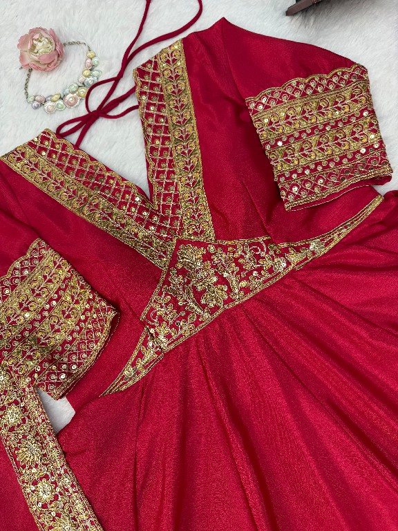TEXTILEDEAL D.NO 6078 WHOLESALE READYMADE CHINON DESIGNER ANARKALI WITH PLAZZZO AND DUPATTA FOR EXPORT