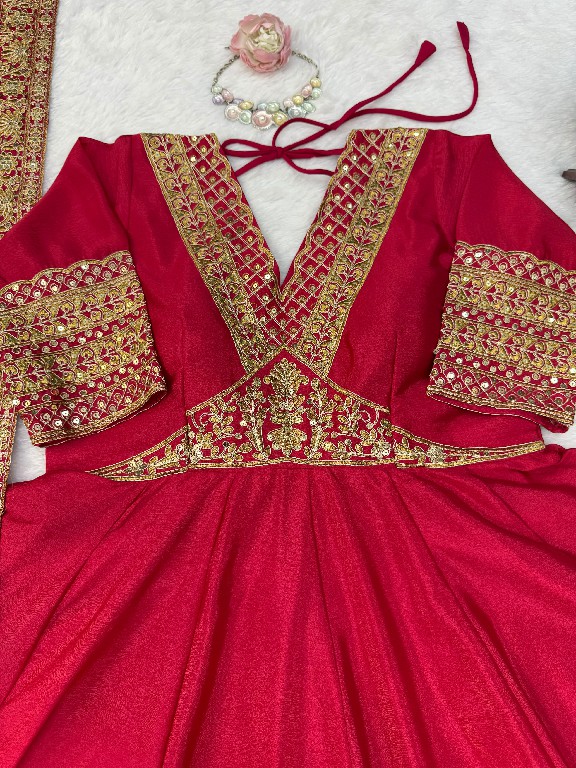 TEXTILEDEAL D.NO 6078 WHOLESALE READYMADE CHINON DESIGNER ANARKALI WITH PLAZZZO AND DUPATTA FOR EXPORT