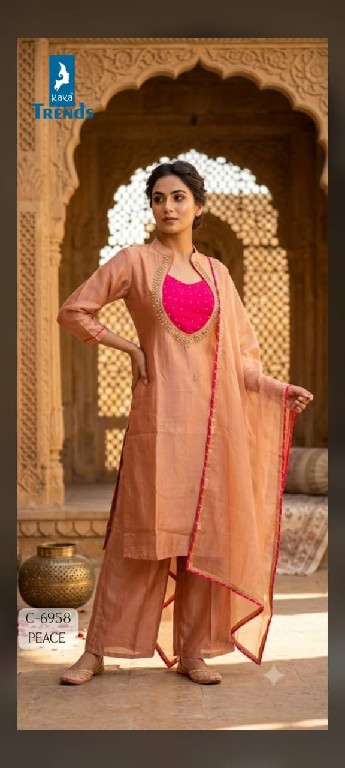 KAYA D.NO 6958 WHOLESALE READYMADE TISSUE SHIMMER BEAUTIFUL 3 PCS COMBO SET SUITS EXPORTER