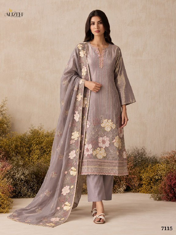 ALIZEH D.NO 7114 TO 7117 WHOLESALE READYMADE PURE SHIMMER SILK ELEGANCE 3 PCS SUITS SUPPLIER