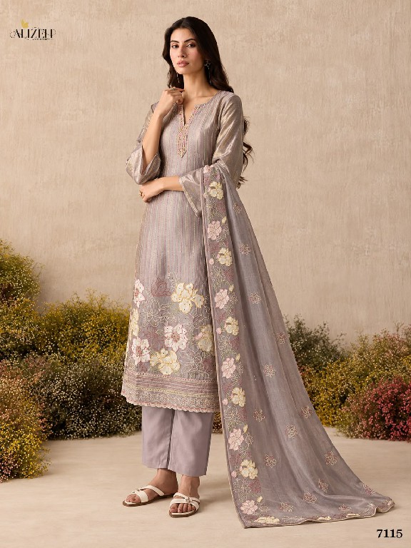 ALIZEH D.NO 7114 TO 7117 WHOLESALE READYMADE PURE SHIMMER SILK ELEGANCE 3 PCS SUITS SUPPLIER