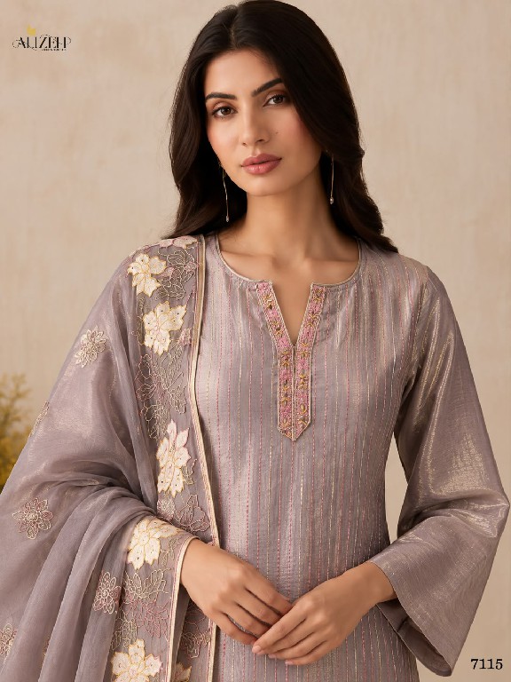 ALIZEH D.NO 7114 TO 7117 WHOLESALE READYMADE PURE SHIMMER SILK ELEGANCE 3 PCS SUITS SUPPLIER