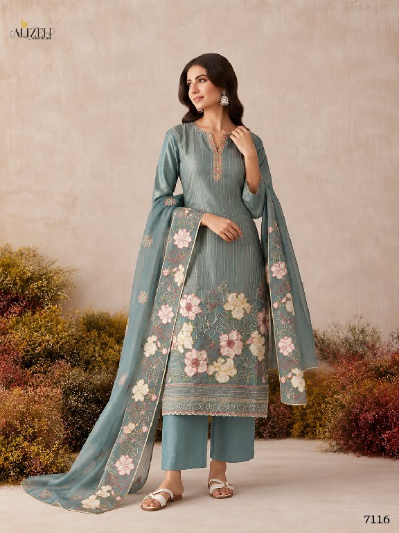 ALIZEH D.NO 7114 TO 7117 WHOLESALE READYMADE PURE SHIMMER SILK ELEGANCE 3 PCS SUITS SUPPLIER