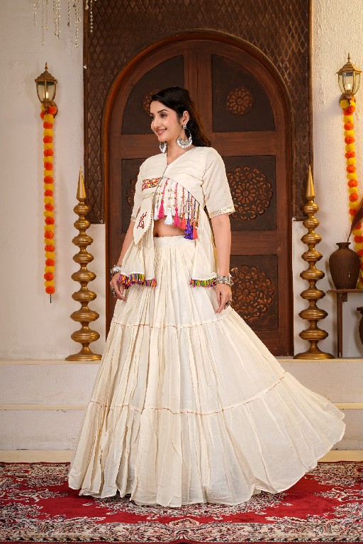 DIVYAJIVAN TEX ROSHANI WHOLESALE READYMADE PURE COTTON UNIQUE DESIGNER NAVRATRI LEHENGA CHOLI FOR EXPORT