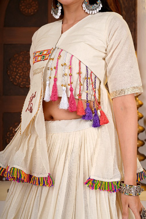 DIVYAJIVAN TEX ROSHANI WHOLESALE READYMADE PURE COTTON UNIQUE DESIGNER NAVRATRI LEHENGA CHOLI FOR EXPORT