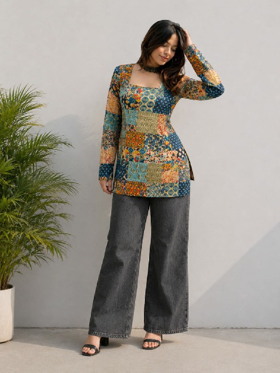 VF PRESENT READYMADE COTTON DIGITAL PRINTED UNIQUE SHORT TOPS FOR EXPORT