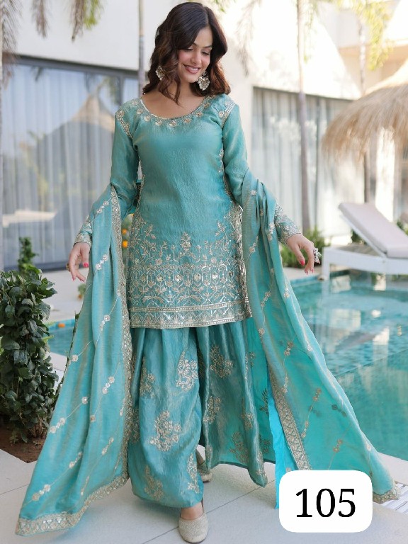 PURPLE CREATION PC HARLOW WHOLESALE READYMADE DESIGNER WEAR 3 PCS SUITS EXPORTER
