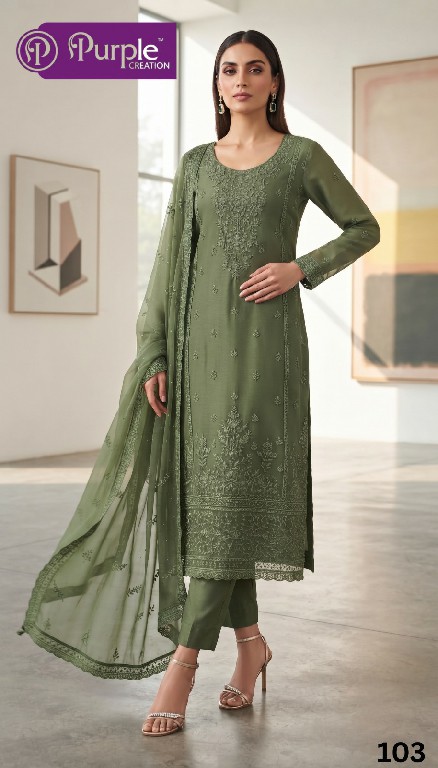 PURPLE CREATION WILLA WHOLESALE READYMADE ORGANZA CHIFFON FESTIVE WEAR 3 PCS SUITS SUPPLIER