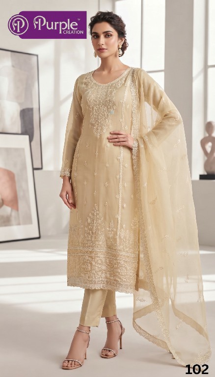 PURPLE CREATION WILLA WHOLESALE READYMADE ORGANZA CHIFFON FESTIVE WEAR 3 PCS SUITS SUPPLIER