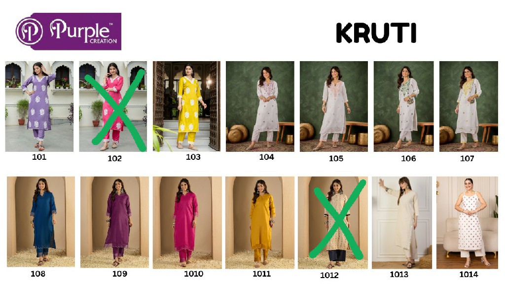 PURPLE CREATION KRUTI WHOLESALE READYMADE BEAUTIFUL WORK STYLISH KURTI WITH PANT FOR WOMEN ONLINE
