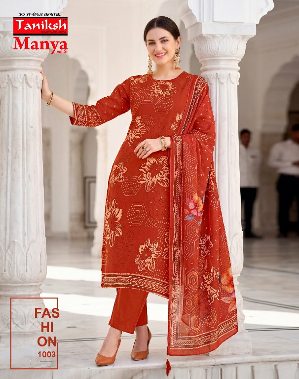 TANIKSH MANYA VOL 1 WHOLESALE READYMADE VERTICAN WITH HAND WORK 3 PCS SUITS FOR EXPORT