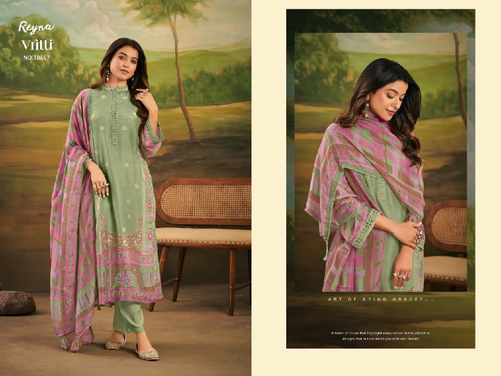 REYNA VRITTI WHOLESALE PURE BEMBERG HO SILK BEAUTIFUL UNSTITCH SALWAR SUITS EXPORTER