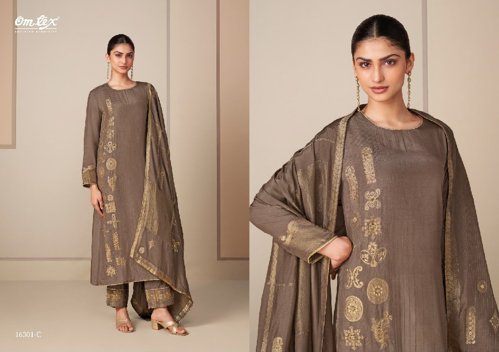 OMTEX RANGTAARI WHOLESALE MUSLIN JACQUARD HAND WORK UNSTITCH SALWAR SUITS SUPPLIER