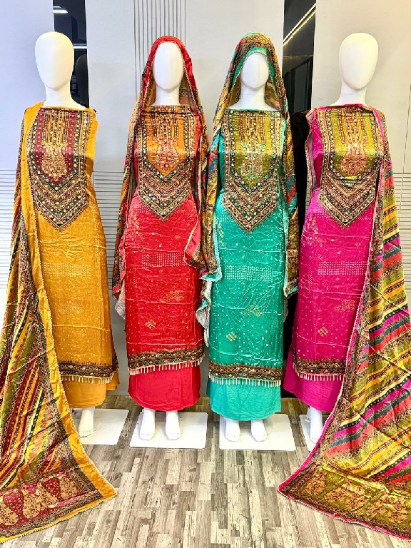 TEXTILEDEAL SIARA WHOLESALE VISCOSE GAJJI SILK AMAZING UNSTITCH SALWAR SUITS ONLINE