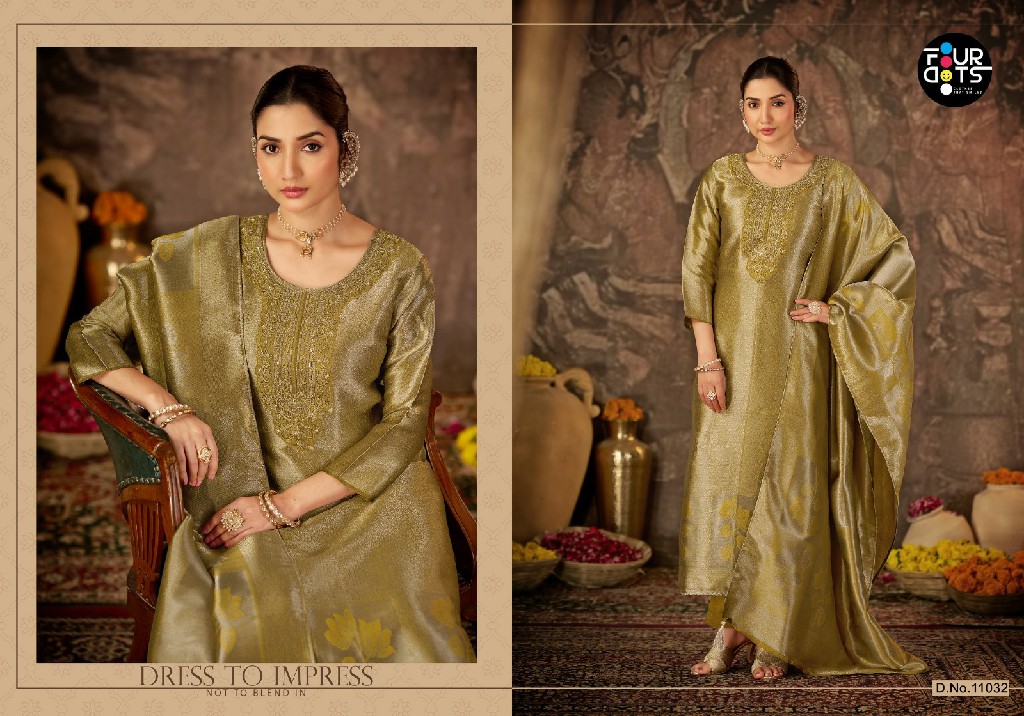 FOURDOTS ESME WHOLESALE PURE ZIRAFFE SILK JACQUARD UNSTITCH SALWAR SUITS SUPPLIER