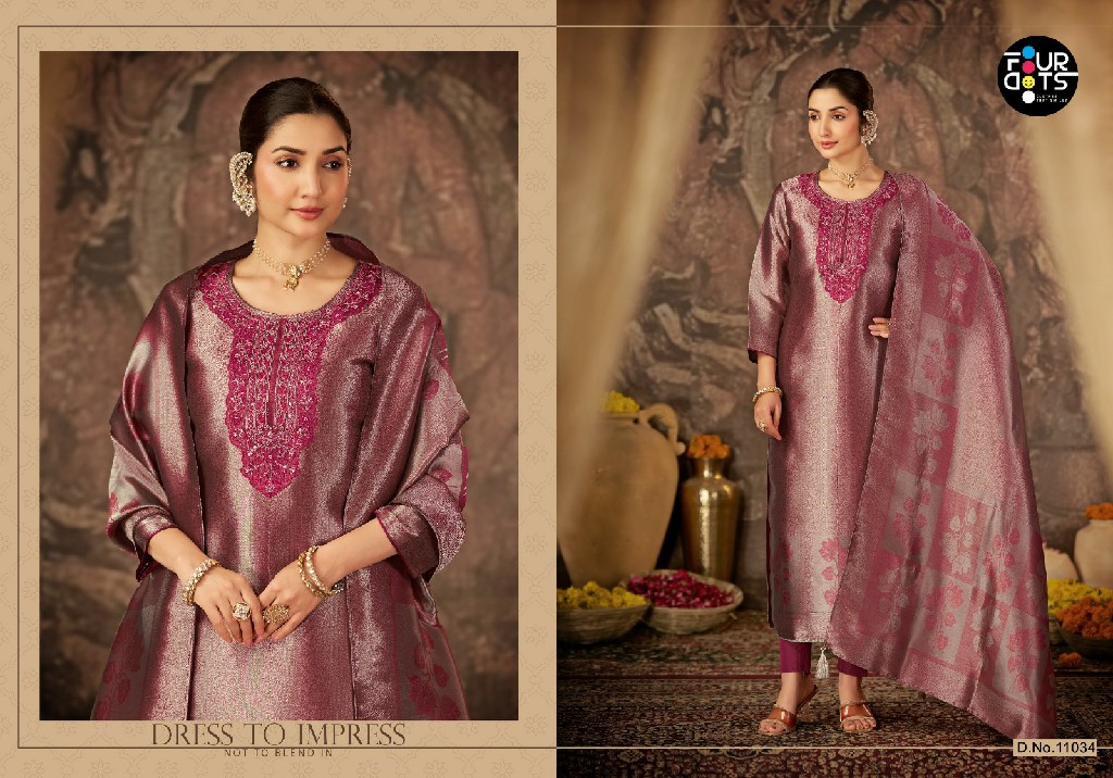FOURDOTS ESME WHOLESALE PURE ZIRAFFE SILK JACQUARD UNSTITCH SALWAR SUITS SUPPLIER