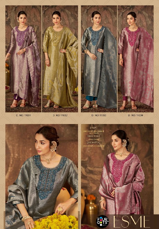 FOURDOTS ESME WHOLESALE PURE ZIRAFFE SILK JACQUARD UNSTITCH SALWAR SUITS SUPPLIER
