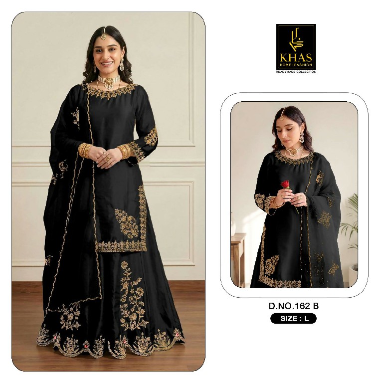 KHAS D.NO 162 WHOLESALE READYMADE SATYIN EMBROIDERED PAKISTANI 3 PCS SUITS FOR EXPORT