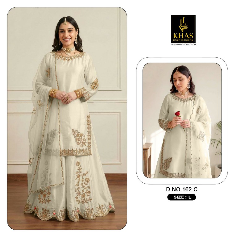 KHAS D.NO 162 WHOLESALE READYMADE SATYIN EMBROIDERED PAKISTANI 3 PCS SUITS FOR EXPORT