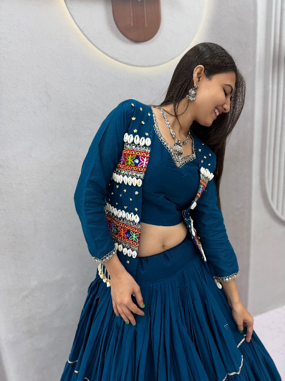 PRISHA CREATION D.NO PC-607 WHOLESALE READYMADE COTTON NAVRATRI SPECIAL HAND WORK LEHENGA CHOLI WITH KOTI FOR WOMEN ONLINE