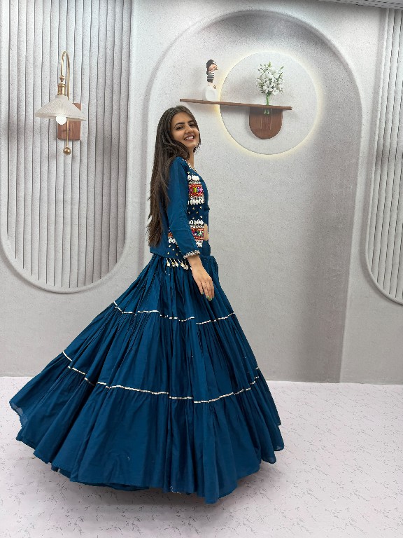 PRISHA CREATION D.NO PC-607 WHOLESALE READYMADE COTTON NAVRATRI SPECIAL HAND WORK LEHENGA CHOLI WITH KOTI FOR WOMEN ONLINE