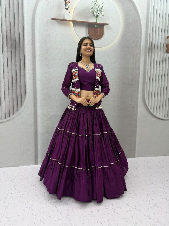 PRISHA CREATION D.NO PC-607 WHOLESALE READYMADE COTTON NAVRATRI SPECIAL HAND WORK LEHENGA CHOLI WITH KOTI FOR WOMEN ONLINE