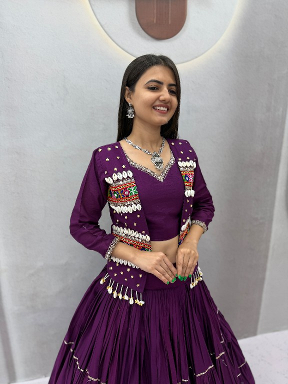 PRISHA CREATION D.NO PC-607 WHOLESALE READYMADE COTTON NAVRATRI SPECIAL HAND WORK LEHENGA CHOLI WITH KOTI FOR WOMEN ONLINE