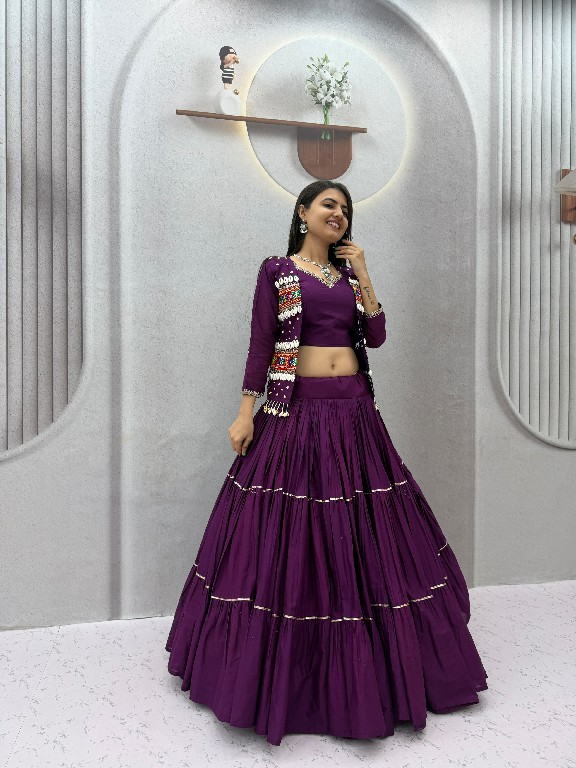 PRISHA CREATION D.NO PC-607 WHOLESALE READYMADE COTTON NAVRATRI SPECIAL HAND WORK LEHENGA CHOLI WITH KOTI FOR WOMEN ONLINE