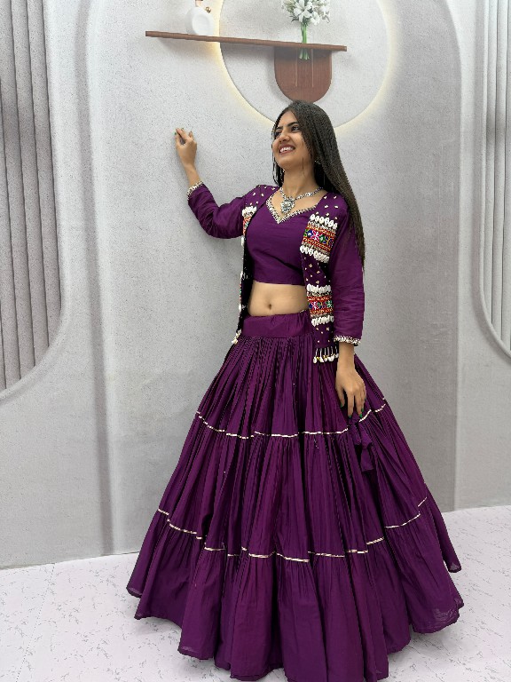 PRISHA CREATION D.NO PC-607 WHOLESALE READYMADE COTTON NAVRATRI SPECIAL HAND WORK LEHENGA CHOLI WITH KOTI FOR WOMEN ONLINE