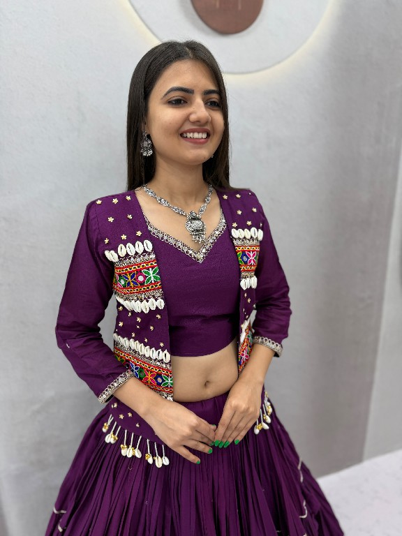 PRISHA CREATION D.NO PC-607 WHOLESALE READYMADE COTTON NAVRATRI SPECIAL HAND WORK LEHENGA CHOLI WITH KOTI FOR WOMEN ONLINE