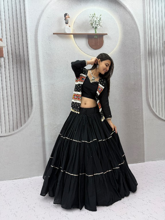 PRISHA CREATION D.NO PC-607 WHOLESALE READYMADE COTTON NAVRATRI SPECIAL HAND WORK LEHENGA CHOLI WITH KOTI FOR WOMEN ONLINE