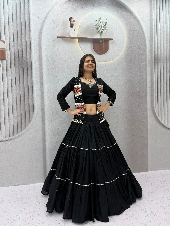 PRISHA CREATION D.NO PC-607 WHOLESALE READYMADE COTTON NAVRATRI SPECIAL HAND WORK LEHENGA CHOLI WITH KOTI FOR WOMEN ONLINE