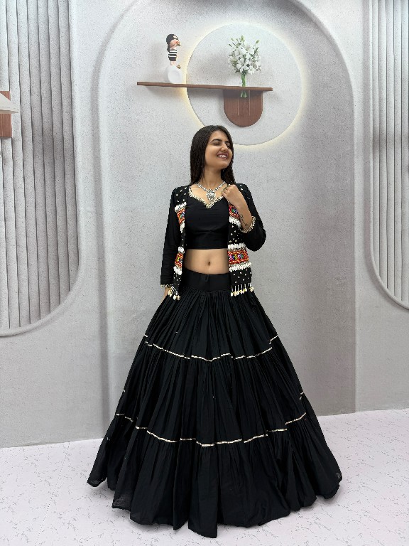 PRISHA CREATION D.NO PC-607 WHOLESALE READYMADE COTTON NAVRATRI SPECIAL HAND WORK LEHENGA CHOLI WITH KOTI FOR WOMEN ONLINE
