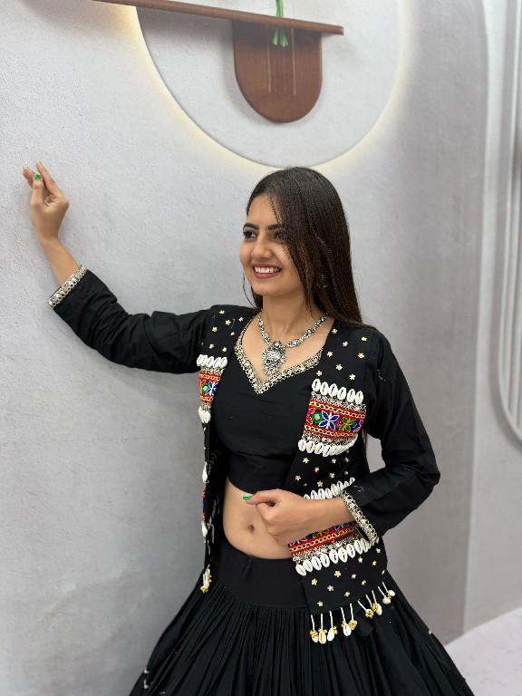 PRISHA CREATION D.NO PC-607 WHOLESALE READYMADE COTTON NAVRATRI SPECIAL HAND WORK LEHENGA CHOLI WITH KOTI FOR WOMEN ONLINE