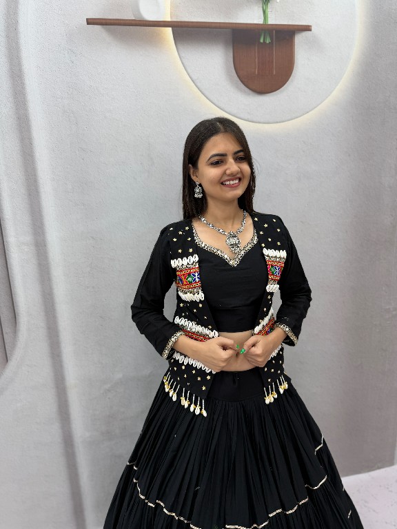 PRISHA CREATION D.NO PC-607 WHOLESALE READYMADE COTTON NAVRATRI SPECIAL HAND WORK LEHENGA CHOLI WITH KOTI FOR WOMEN ONLINE