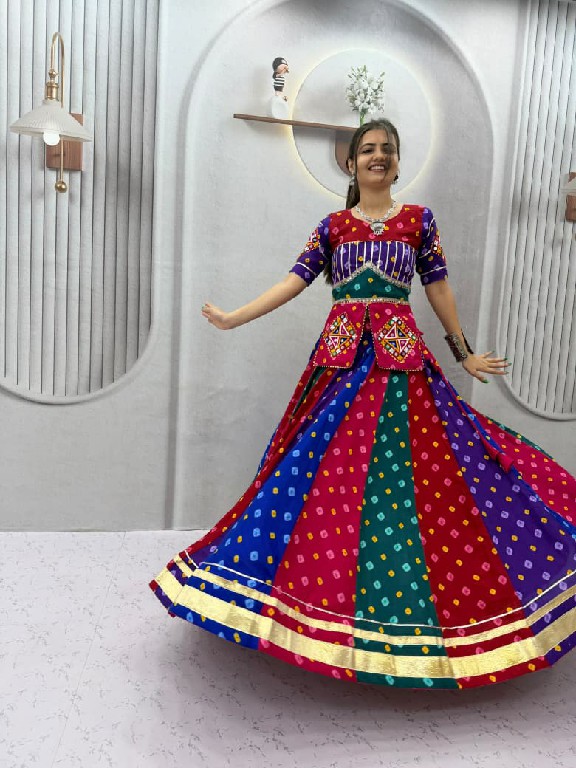 TAPI CREATION D.NO 346 WHOLESALE READYMADE RAYON COTTON NAVRATRI VINTAGE STYLE LEHENGA CHOLI FOR EXPORT