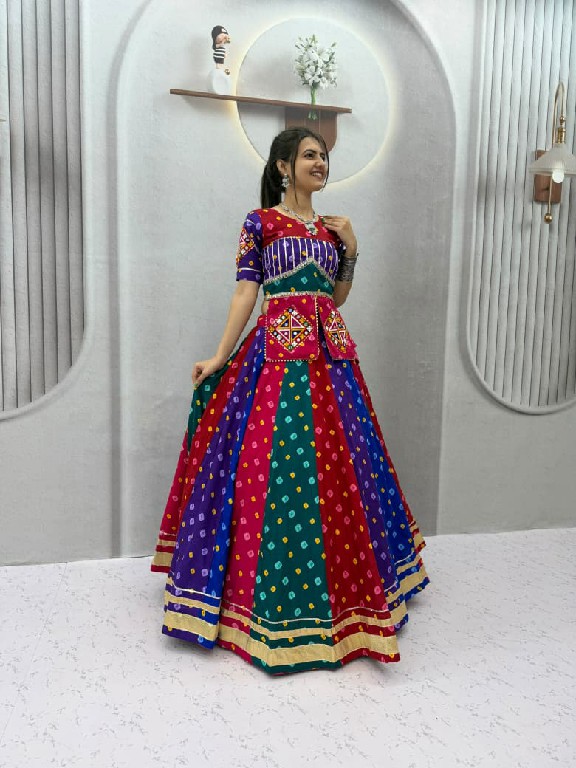 TAPI CREATION D.NO 346 WHOLESALE READYMADE RAYON COTTON NAVRATRI VINTAGE STYLE LEHENGA CHOLI FOR EXPORT