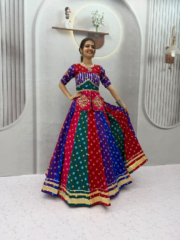 TAPI CREATION D.NO 346 WHOLESALE READYMADE RAYON COTTON NAVRATRI VINTAGE STYLE LEHENGA CHOLI FOR EXPORT