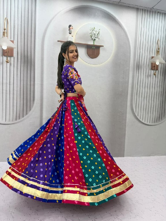 TAPI CREATION D.NO 346 WHOLESALE READYMADE RAYON COTTON NAVRATRI VINTAGE STYLE LEHENGA CHOLI FOR EXPORT