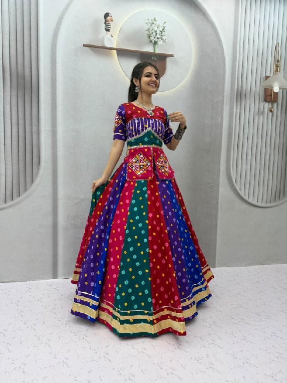 TAPI CREATION D.NO 346 WHOLESALE READYMADE RAYON COTTON NAVRATRI VINTAGE STYLE LEHENGA CHOLI FOR EXPORT