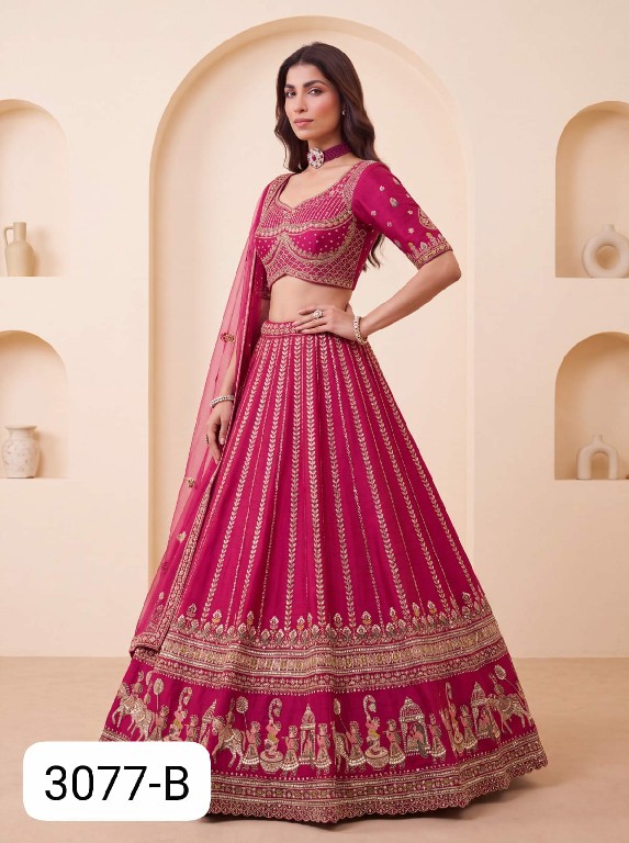 PURPLE CREATION 4629 SERIES D.NO 3077 WHOLESALE PREMIUM SILK WEDDING WEAR LEHENGA CHOLI FOR BRIDES ONLINE