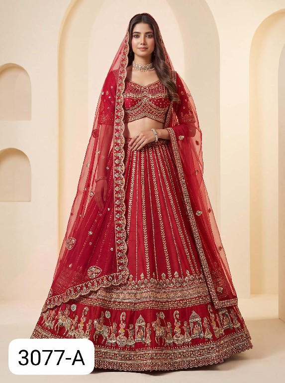 PURPLE CREATION 4629 SERIES D.NO 3077 WHOLESALE PREMIUM SILK WEDDING WEAR LEHENGA CHOLI FOR BRIDES ONLINE