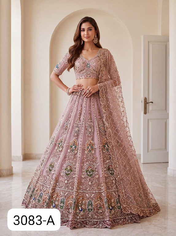 PURPLE CREATION 4593 SERIES D.NO 3083 WHOLESALE PREMIUM NET PARTY WEAR LEHENGA CHOLI FOR WOMEN SUPPLIER