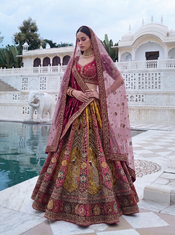 PURPLE CREATION 4524 SERIES D.NO 3069 WHOLESALE VELVET BRIDAL LEHENGA CHOLI EXPORTER